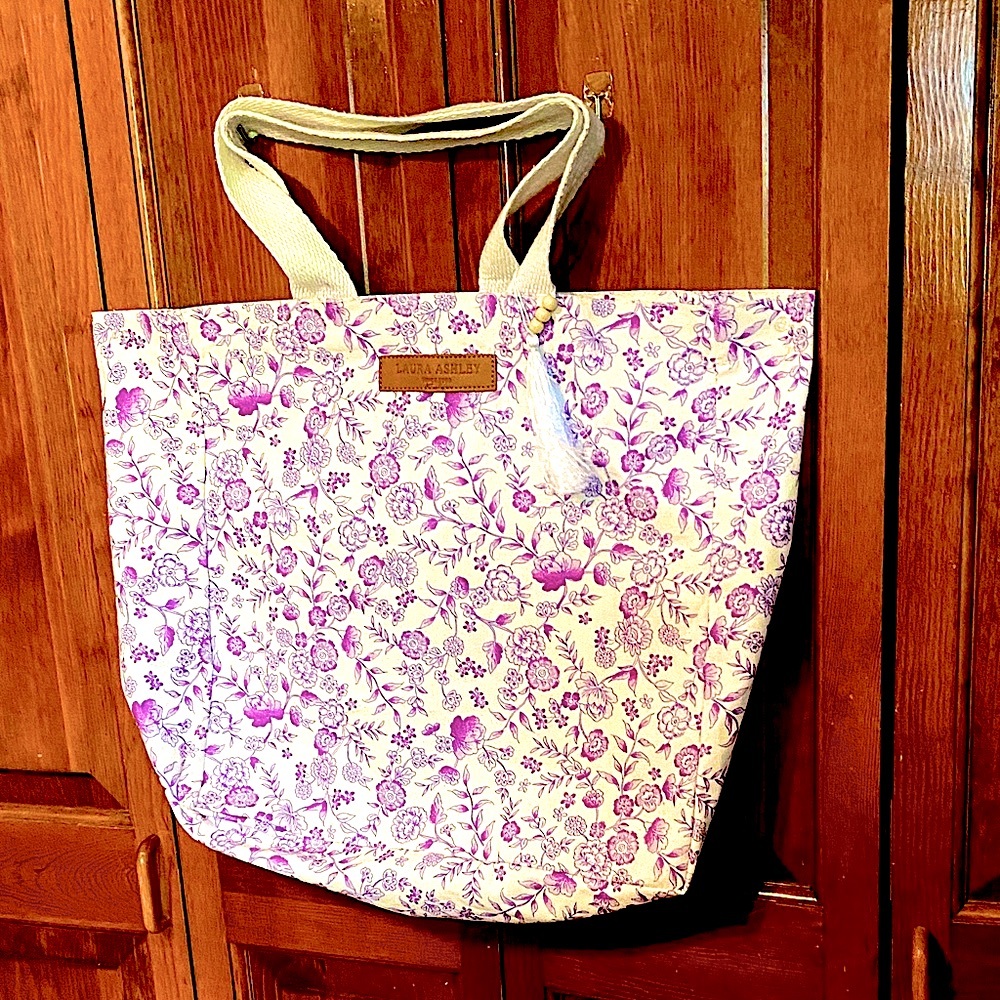 Laura Ashley Purple Floral Tote Bag